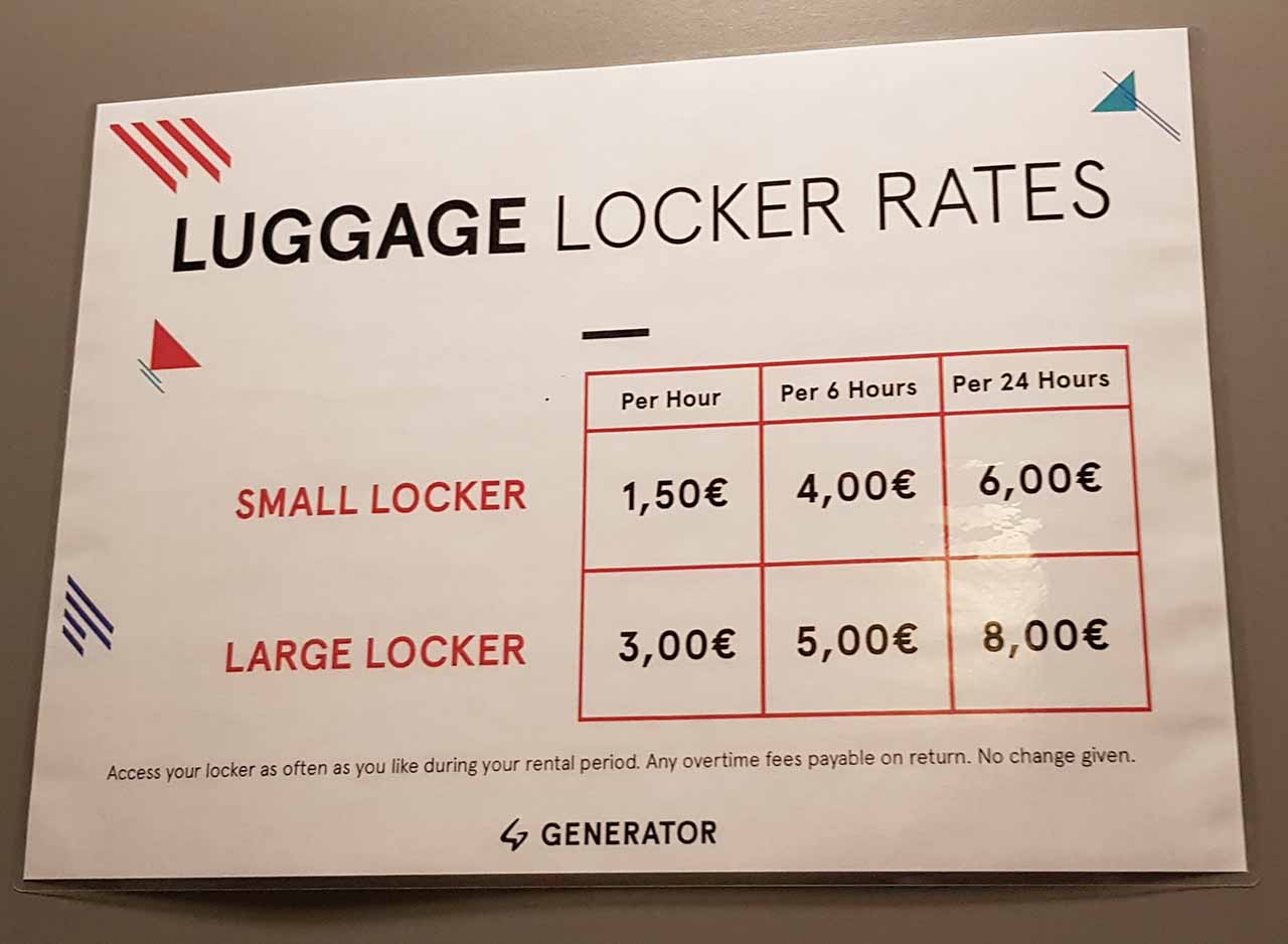 Generator Hostel Preços Lockers