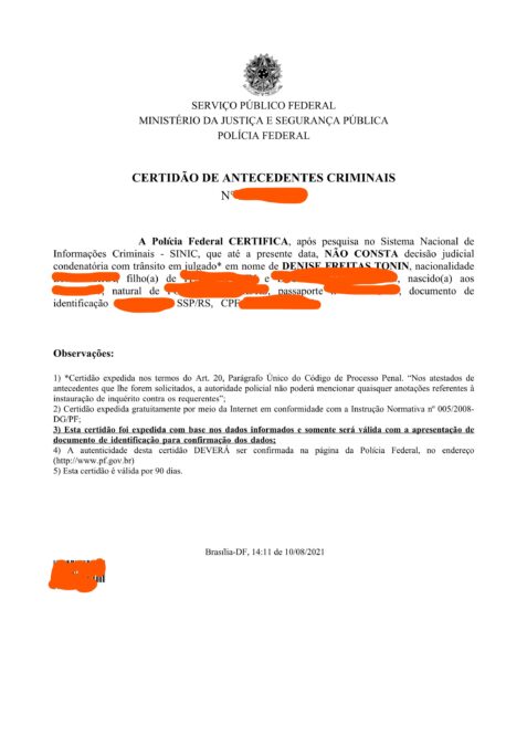 ATESTADO DE ANTECEDENTES CRIMINAIS RS