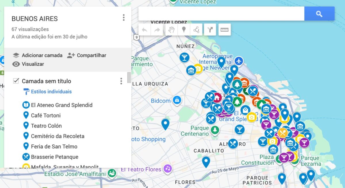 como montar um roteiro de viagem solo: use o Google MyMaps